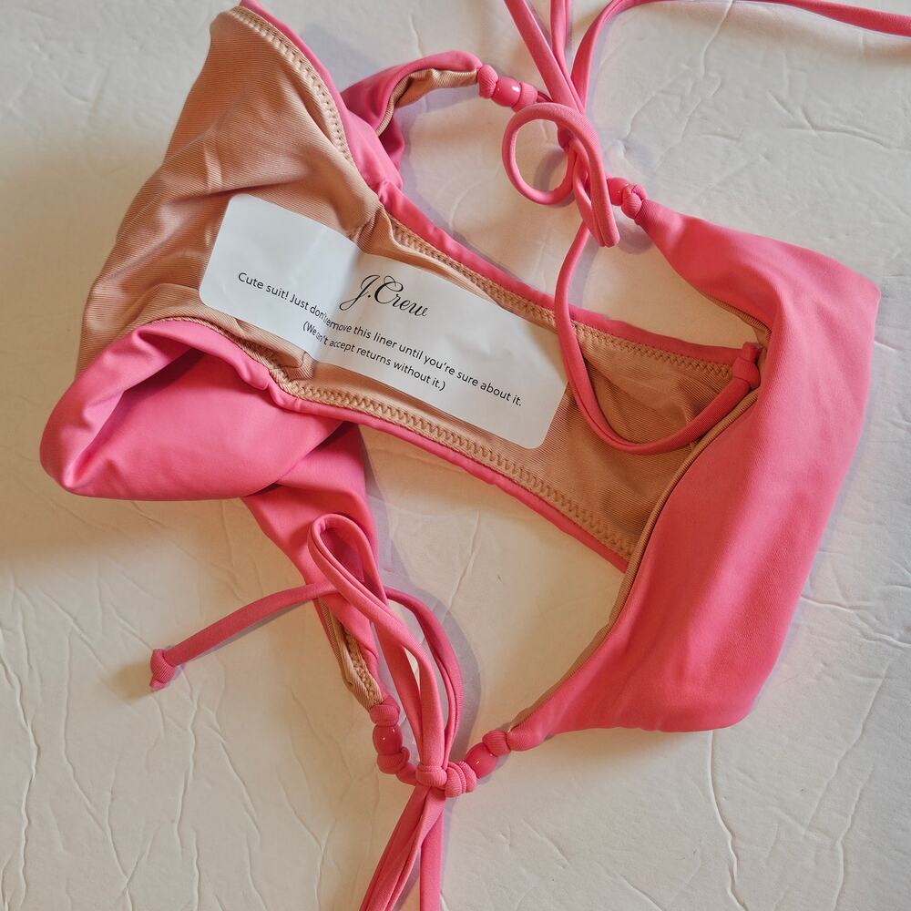 J Crew Curved Waist Cheeky String Bikini Bottom w Beads Tea Rose Women's Medium - Picture 3 of 6